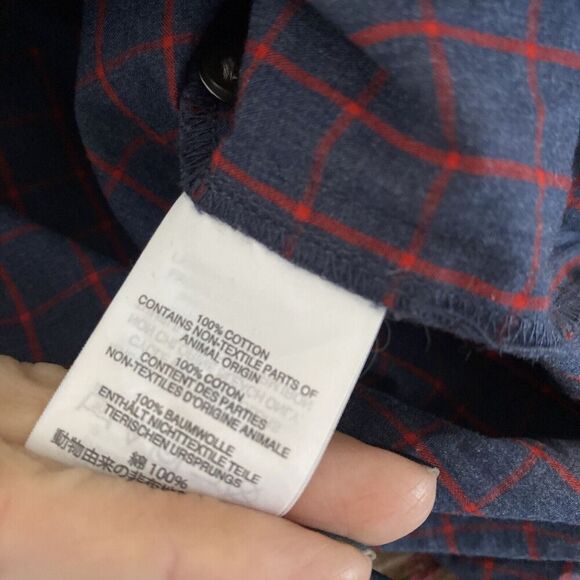 J Crew Women's Navy Popover Blouse Red Windowpane Top Size‎ 0 - Picture 7 of 7